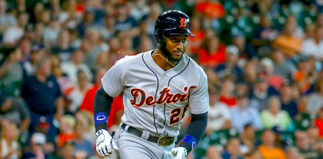 Detroit Tigers' Niko Goodrum, Minnesota Twins' Marwin Gonzalez