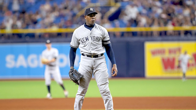 Ex-Yankee Aroldis Chapman blows Rangers' chance to clinch with 8 horrible  pitches