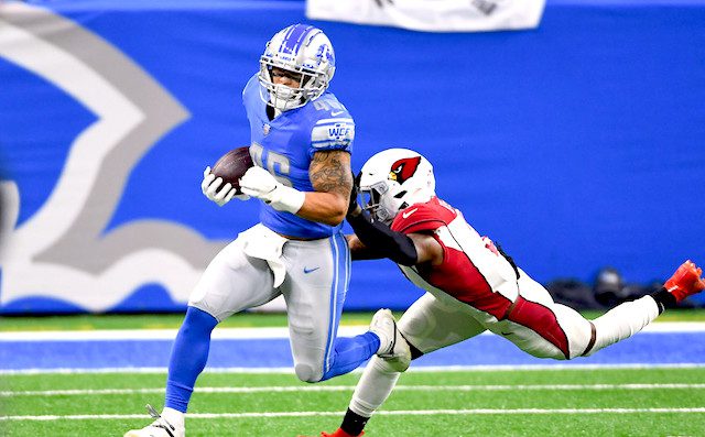 Detroit Lions running back Craig Reynolds (13) looks on against